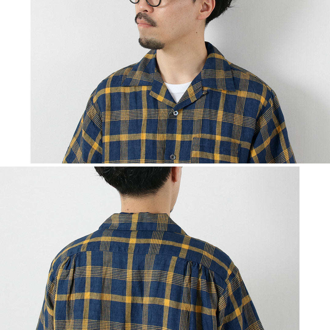 SEUVAS / Linen Open Collar Shirt