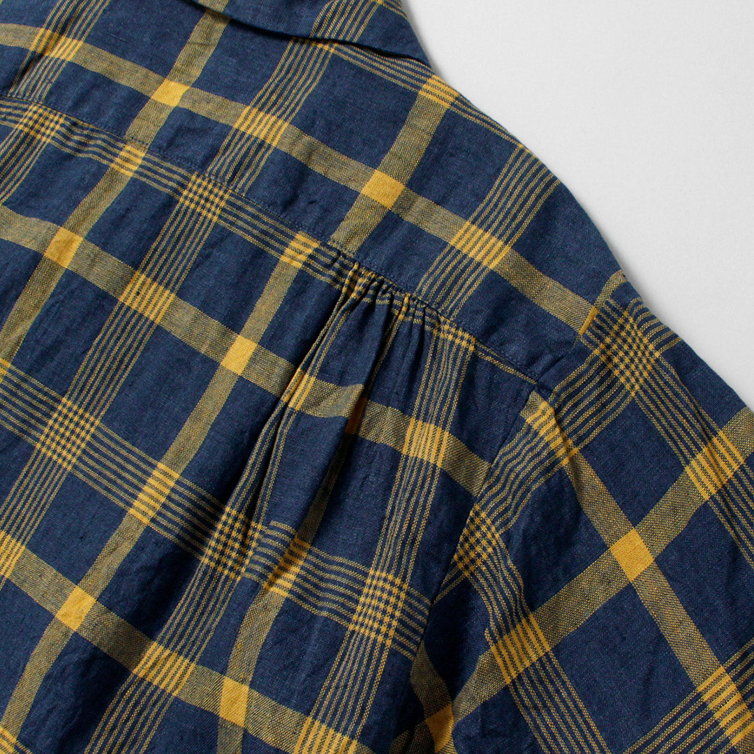 SEUVAS / Linen Open Collar Shirt