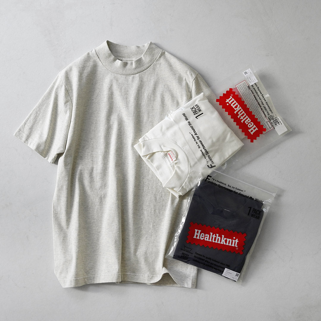 HEALTHKNIT / T-shirt universel à col montant en coton américain exclusif à manches courtes