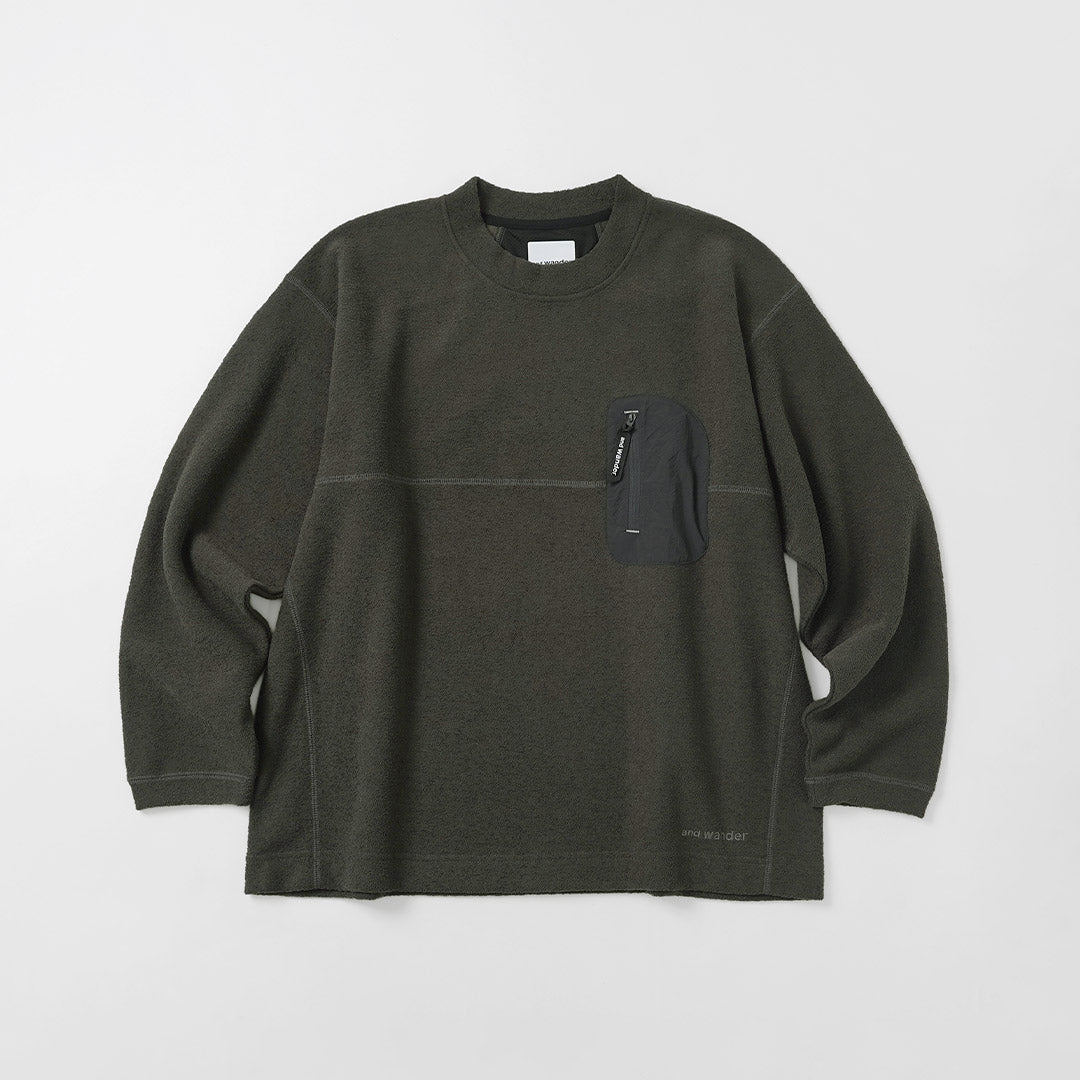 AND WANDER / PE Warm Pile Crewneck Pullover