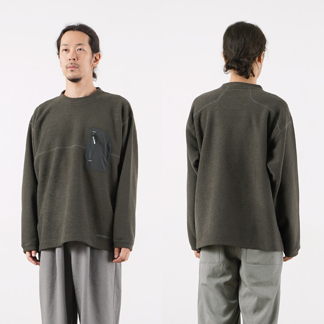 AND WANDER / PE 保暖毛絨圓領毛衣 M