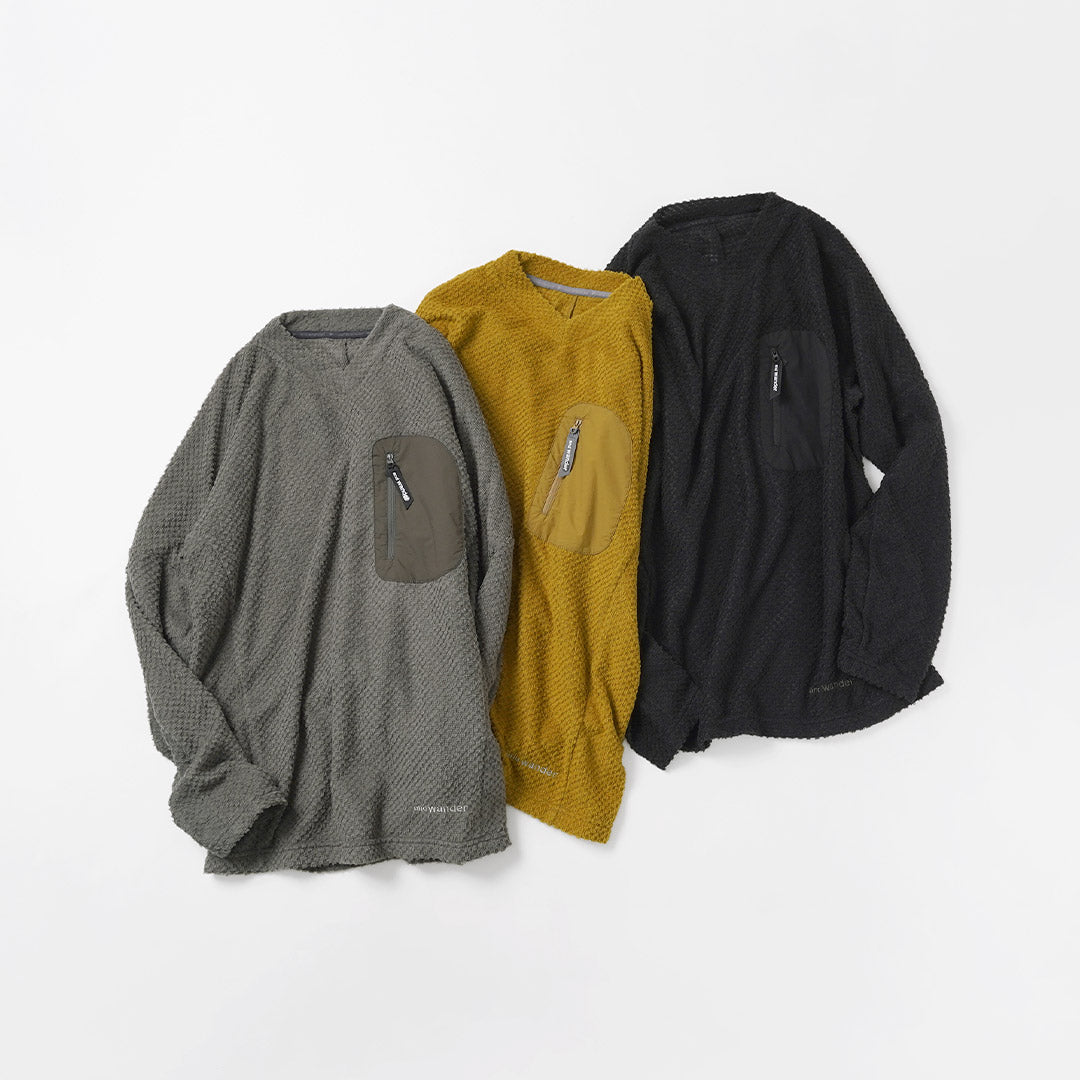 AND WANDER / Air Fleece V-Neck Pullover