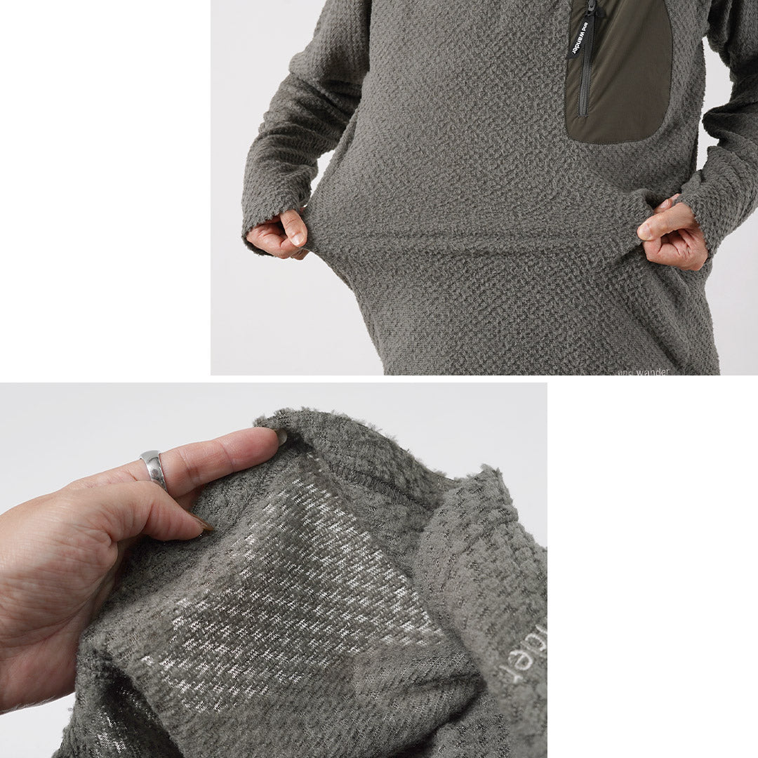AND WANDER / Air Fleece V-Neck Pullover