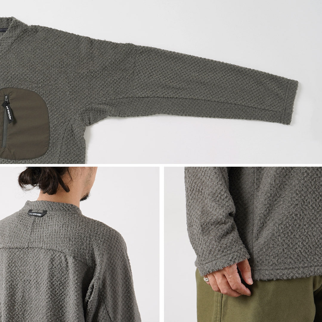 AND WANDER / Air Fleece V-Neck Pullover