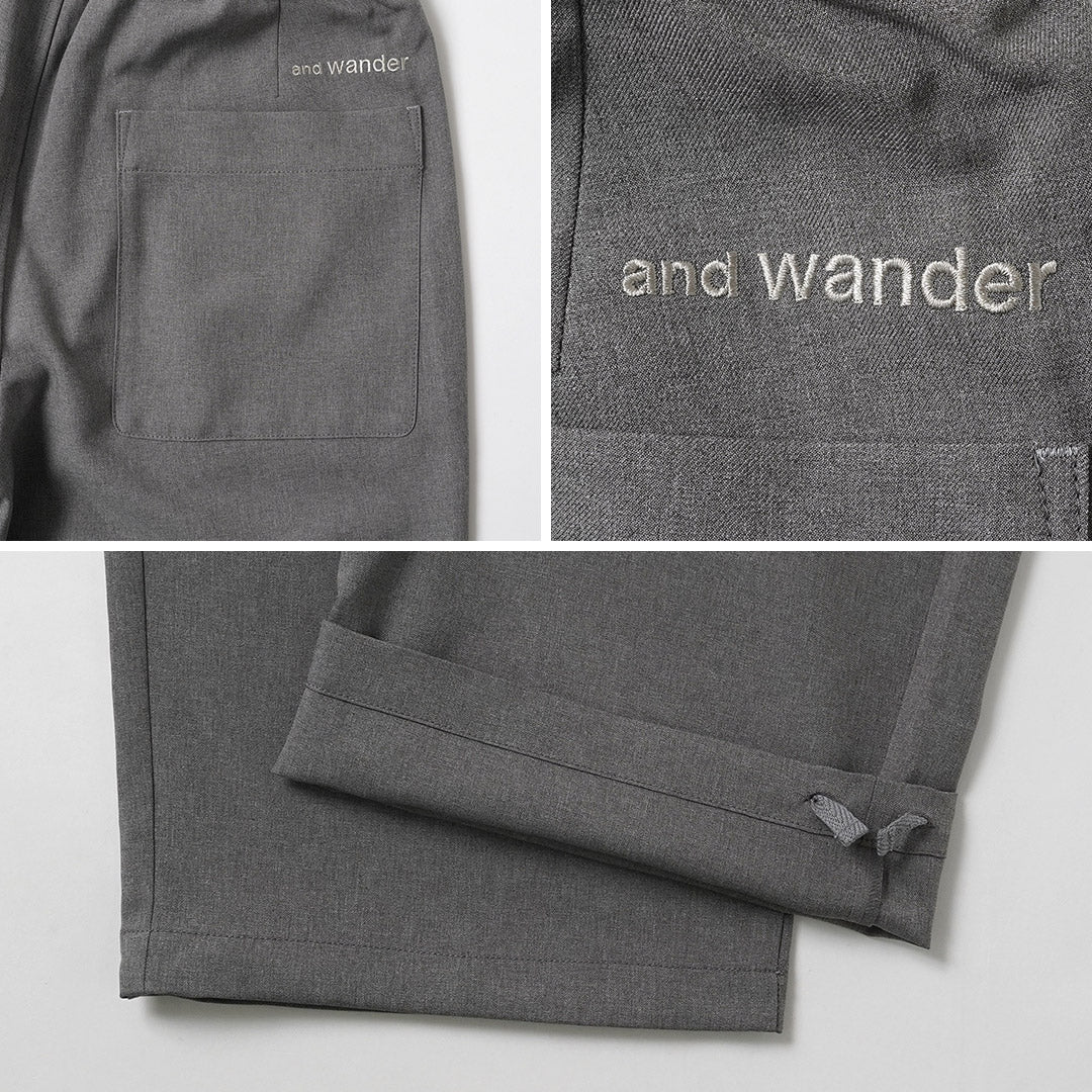 AND WANDER / PE Pantalon large facile en sergé mélangé