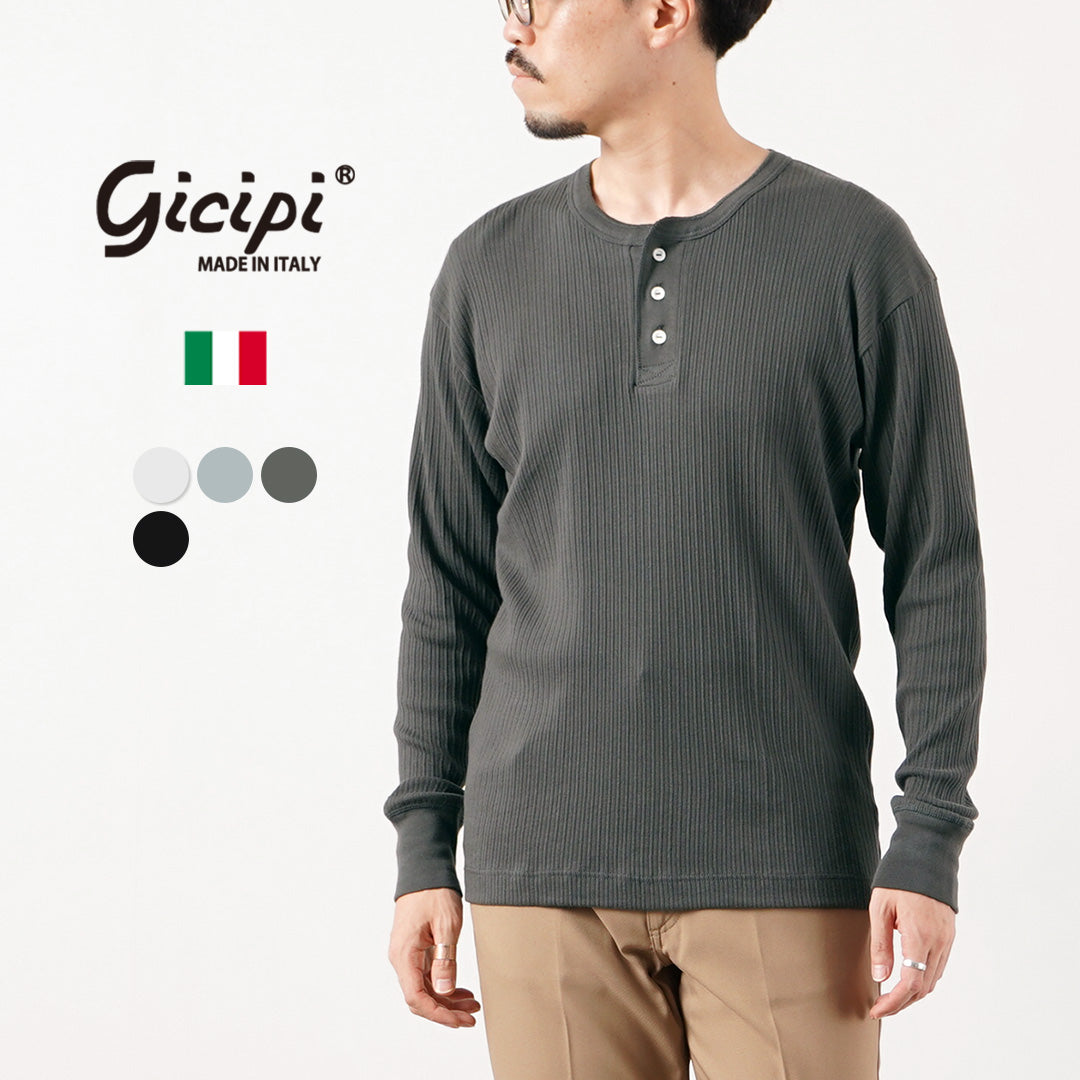 GICIPI / CASTORO Basic Fit Long Sleeve Henley Neck T-shirt