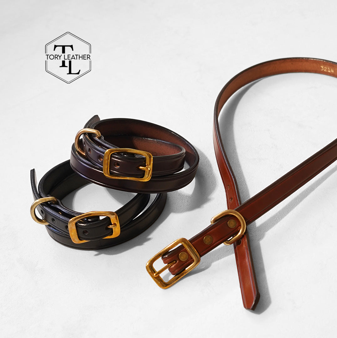 TORY LEATHER / Wide Plain Creased Belt