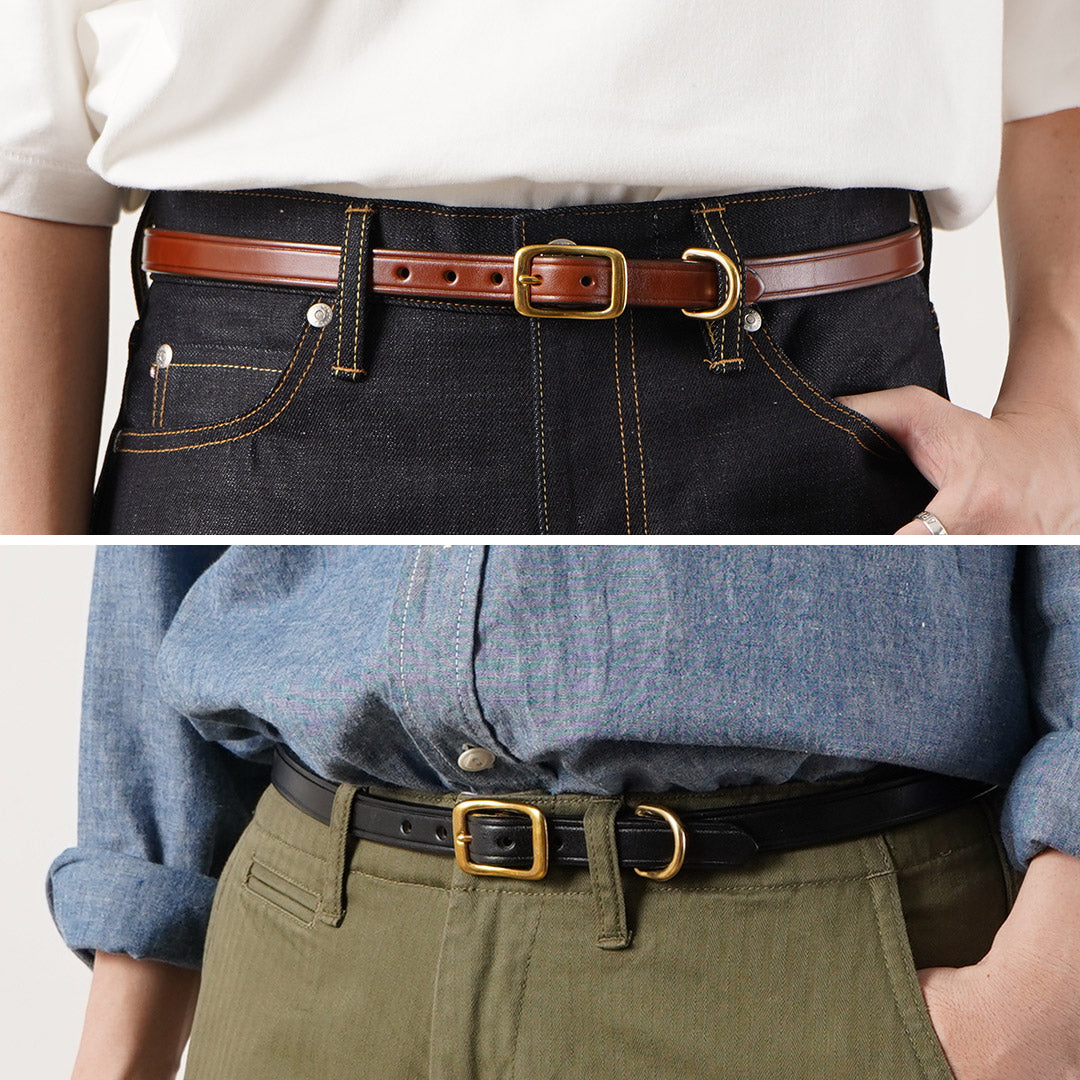 TORY LEATHER / Wide Plain Creased Belt