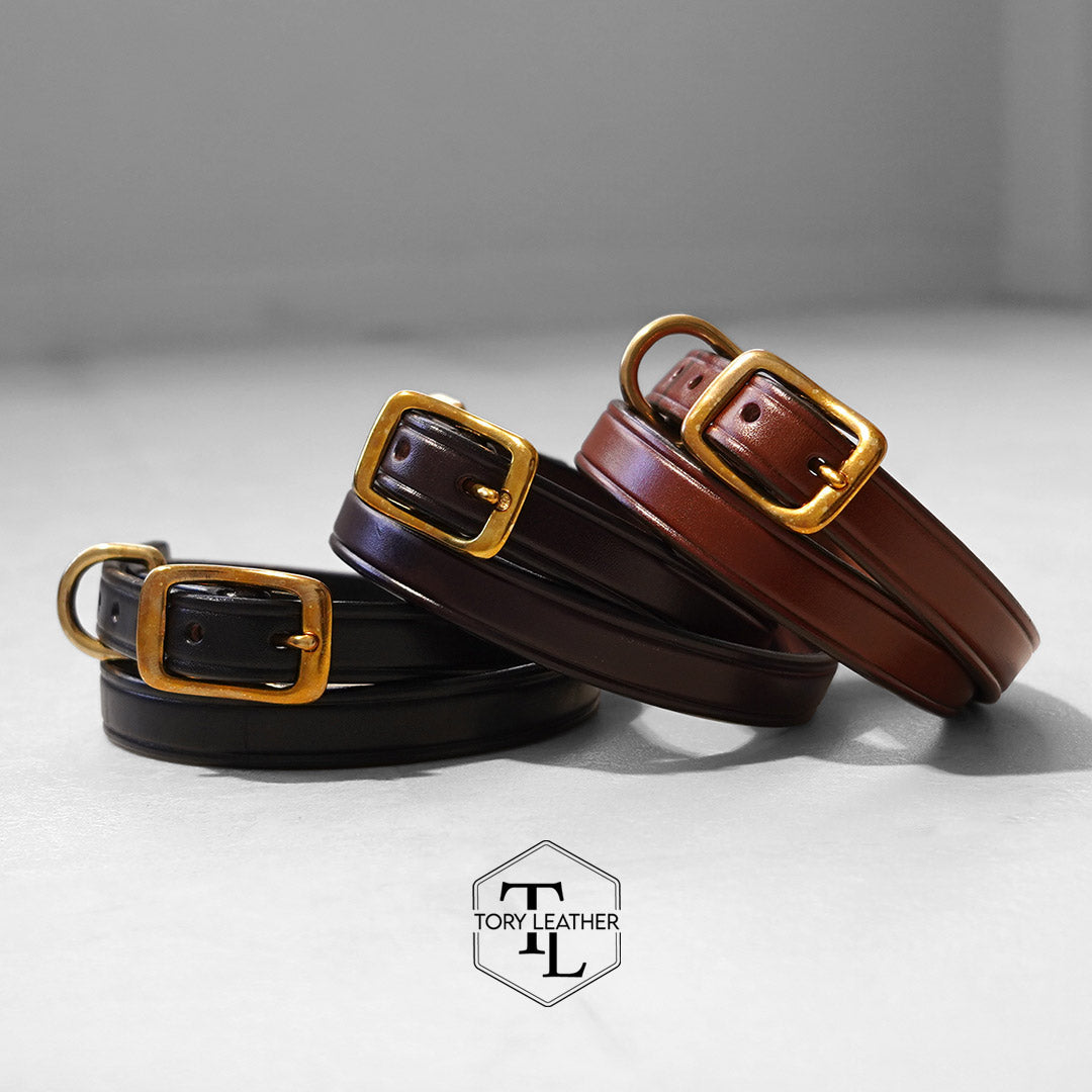 TORY LEATHER / Wide Plain Creased Belt