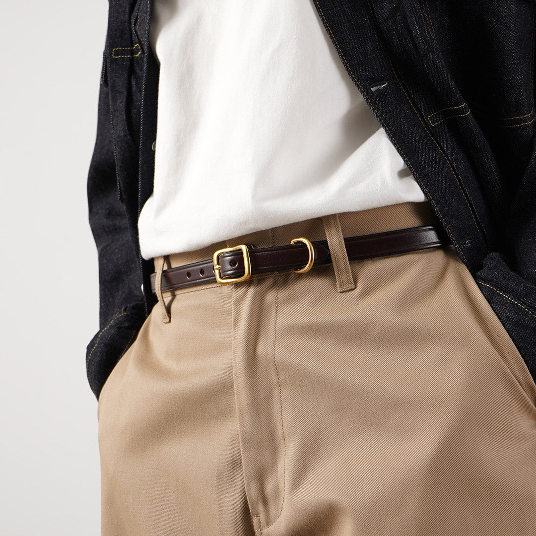 TORY LEATHER / Wide Plain Creased Belt