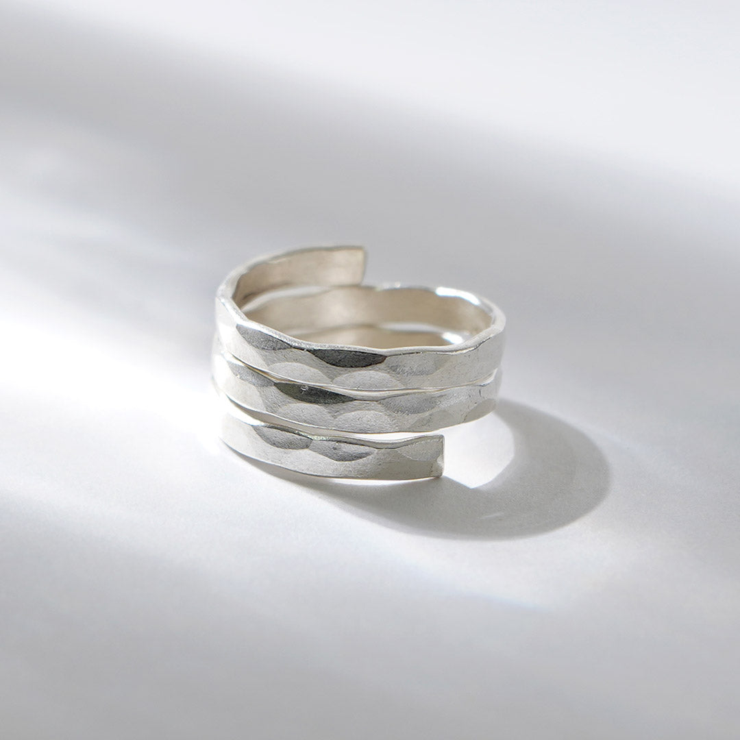 phaduA / Karen Silver Spiral Hammered Ring