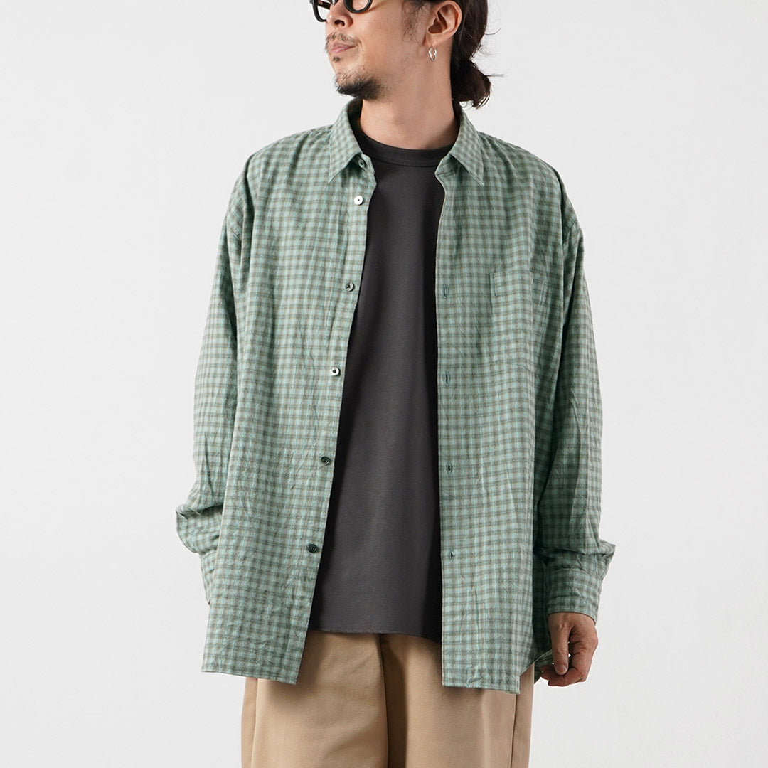 FUJITO / Camisa extragrande a cuadros de franela de algodón