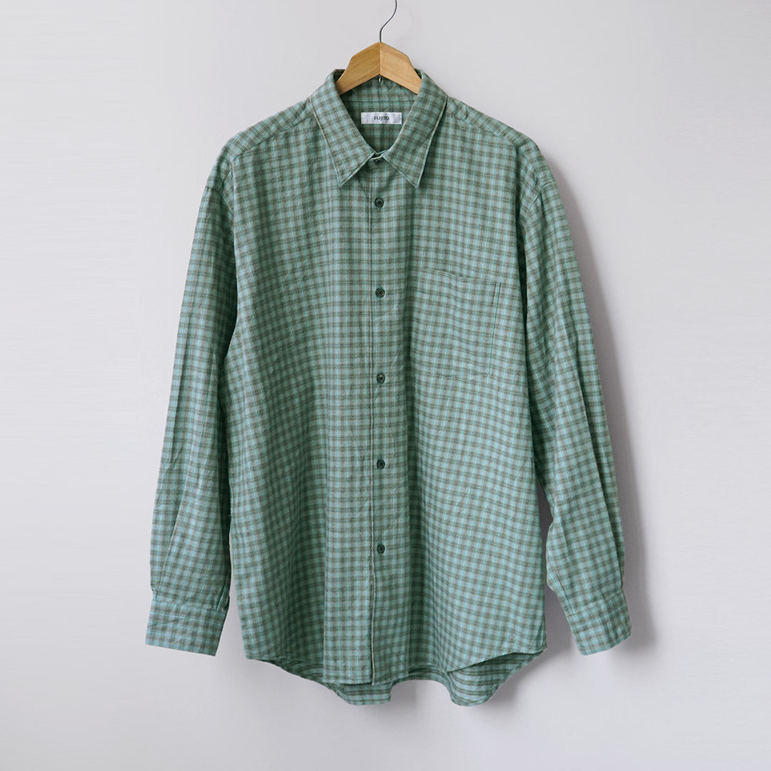 FUJITO / Camisa extragrande a cuadros de franela de algodón