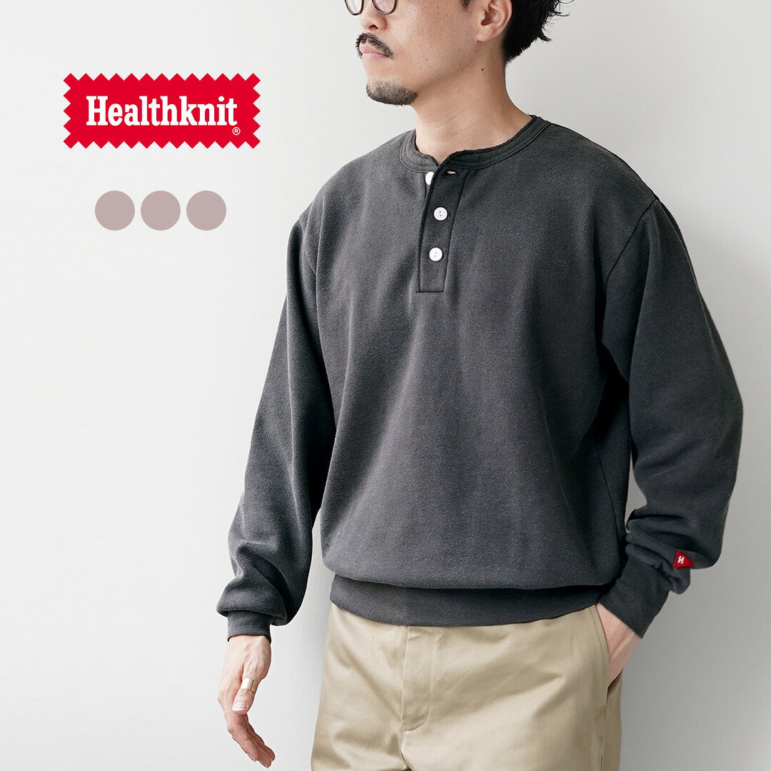 HEALTHKNIT / Classic Sweatshirt Henley Neck (Vintage Finish)
