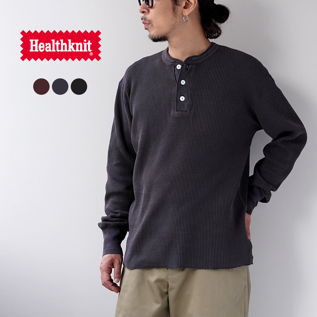 HEALTHKNIT / Thermal King 華夫格亨利領長袖（染色）