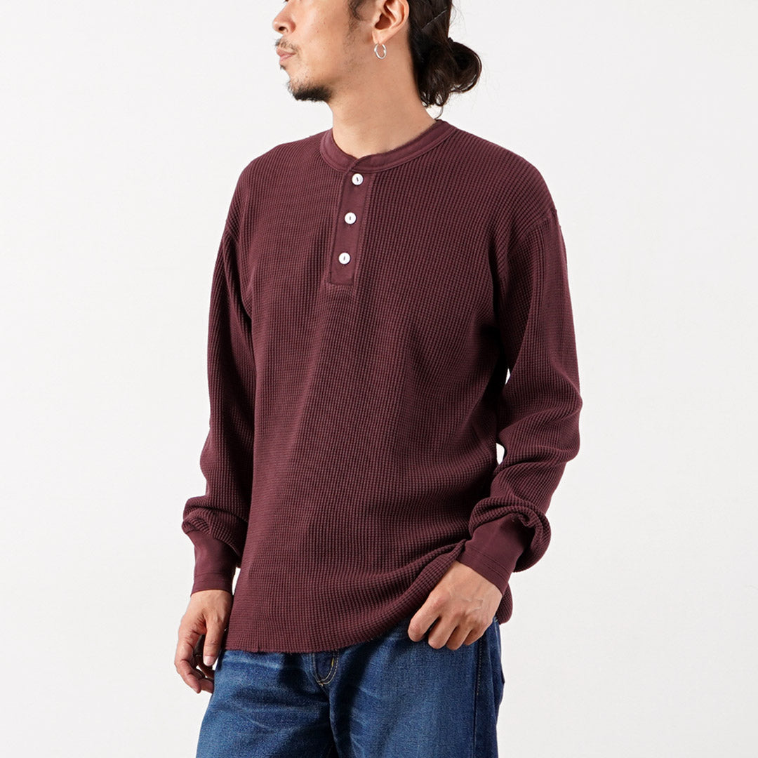 HEALTHKNIT / Thermal King Waffle Pigment Dyed Henley Neck Long Sleeve