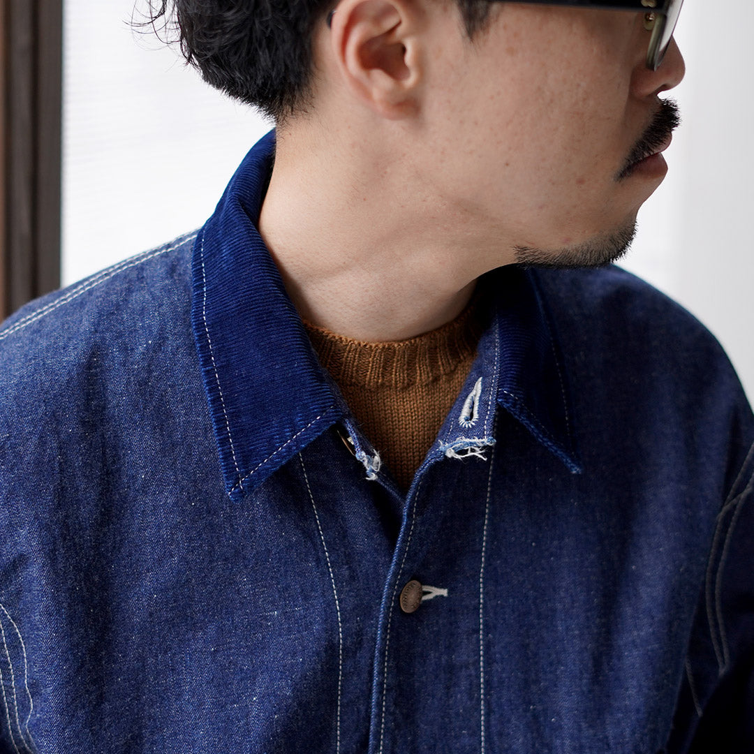 REMI RELIEF / 9.5oz Corduroy Collar Nep Denim Coverall