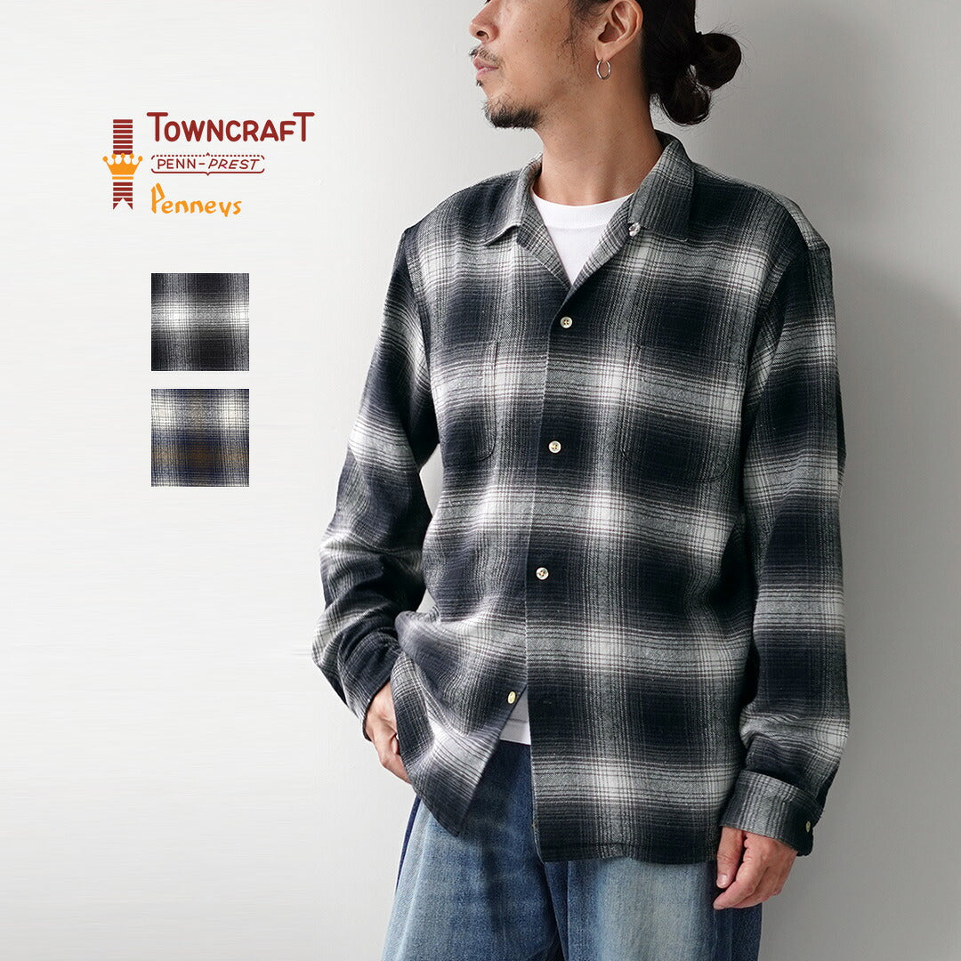 TOWNCRAFT / 플란넬 체크 루프 칼라 긴팔 셔츠
