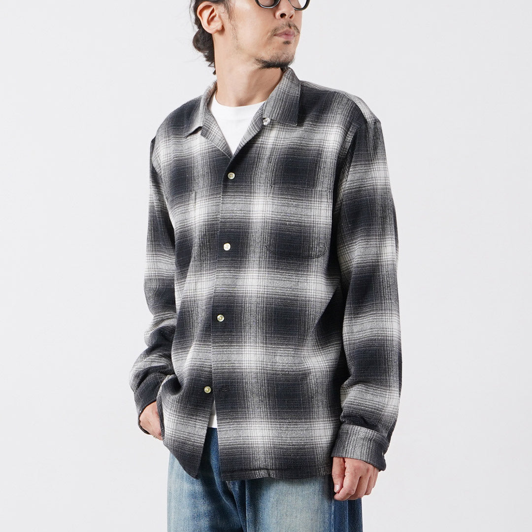 TOWNCRAFT / Camisa de franela de manga larga con cuello vuelto a cuadros
