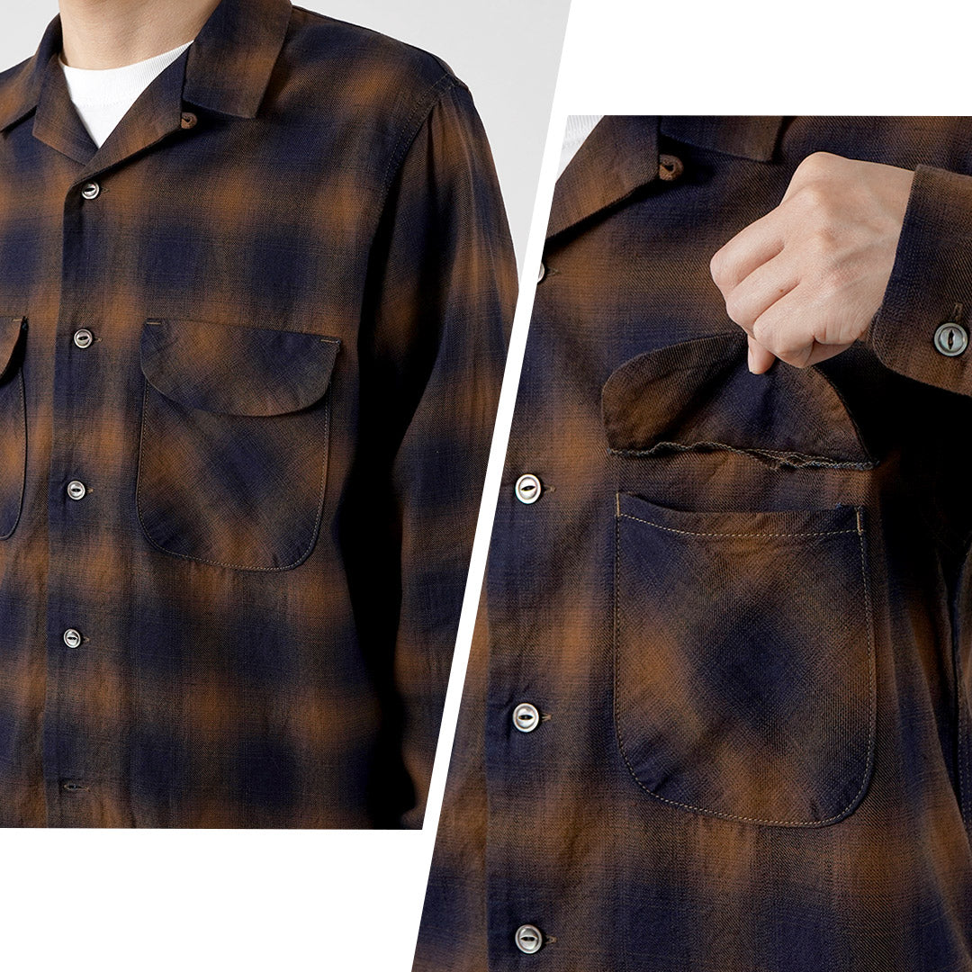 FOB FACTORY / F3519 Chemise à col ouvert à carreaux
