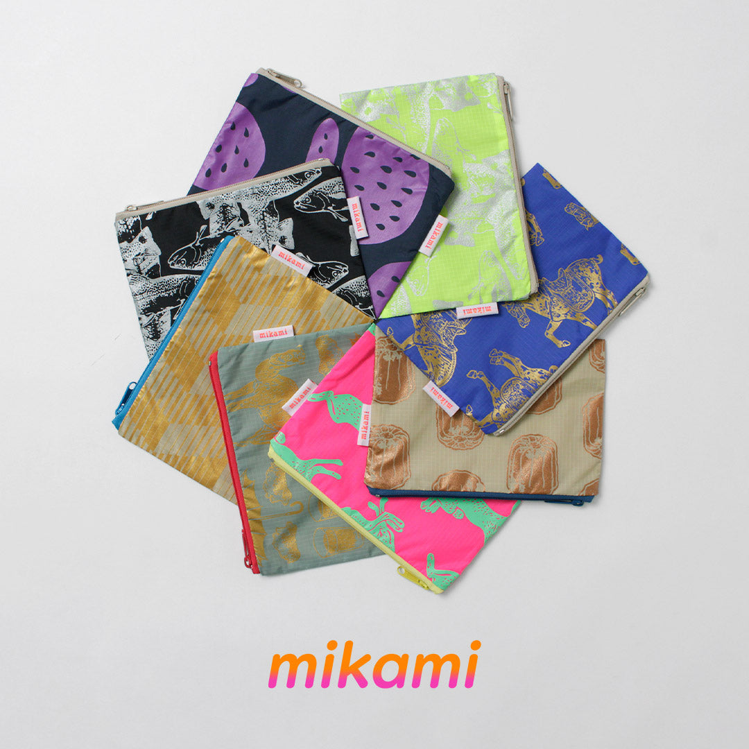 MIKAMI / Hand-Printed Multi-Zip Nylon Pouch