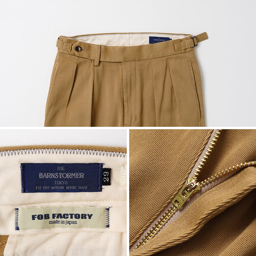 Pantalon chino large plissé Dobby Collaboration BARNSTORMER / FOB
