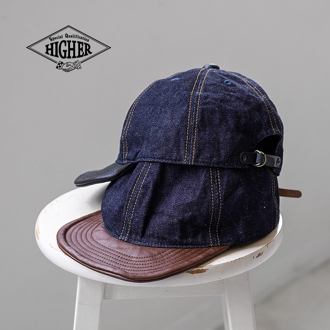 HIGHER /“鑲邊牛仔布 × 皮革帽簷帽”