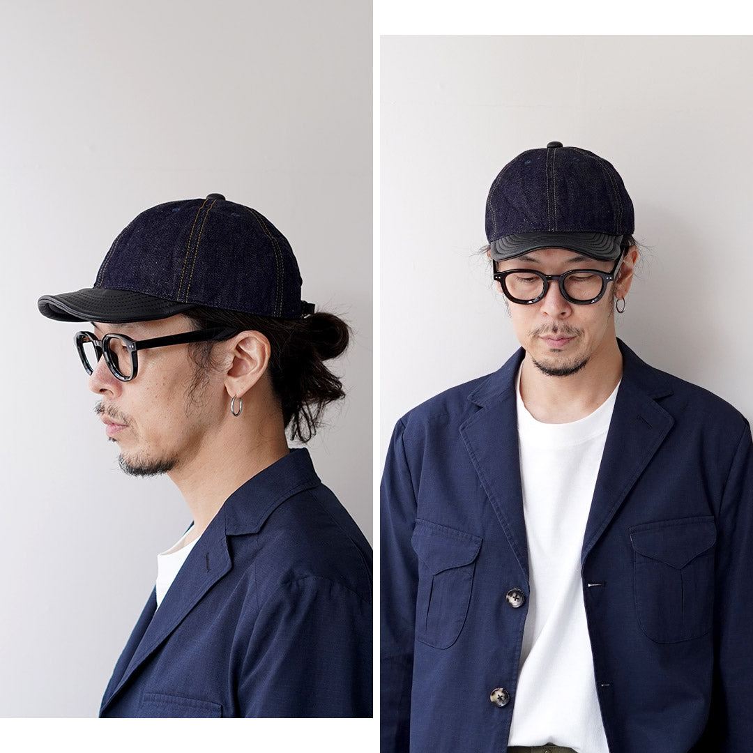 HIGHER /“鑲邊牛仔布 × 皮革帽簷帽”