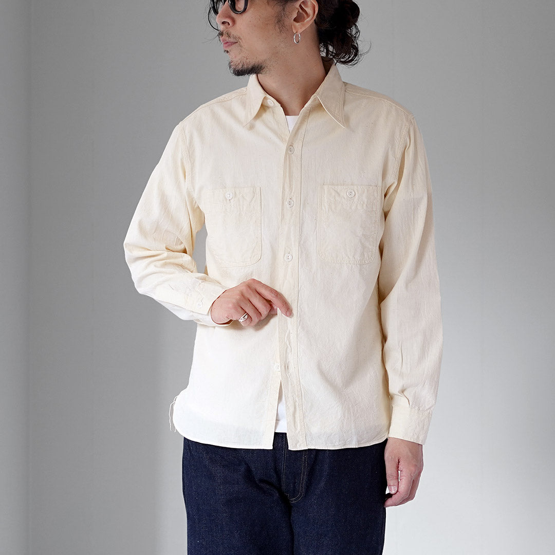 BUZZ RICKSONS / Camisa de trabajo de cambray blanca