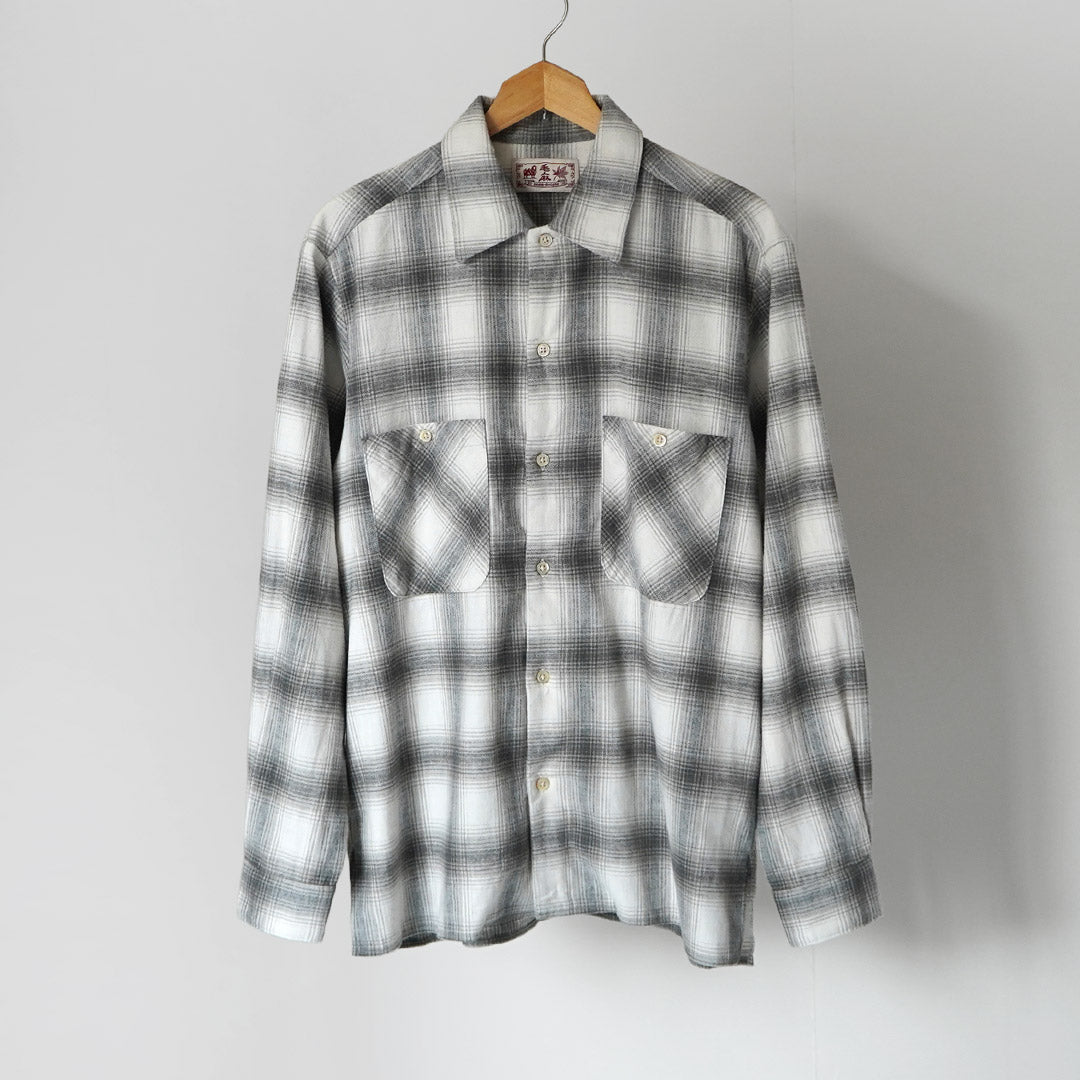 KEMA DESIGNS / 리넨 울 아문센 옴브레 오픈 칼라 셔츠