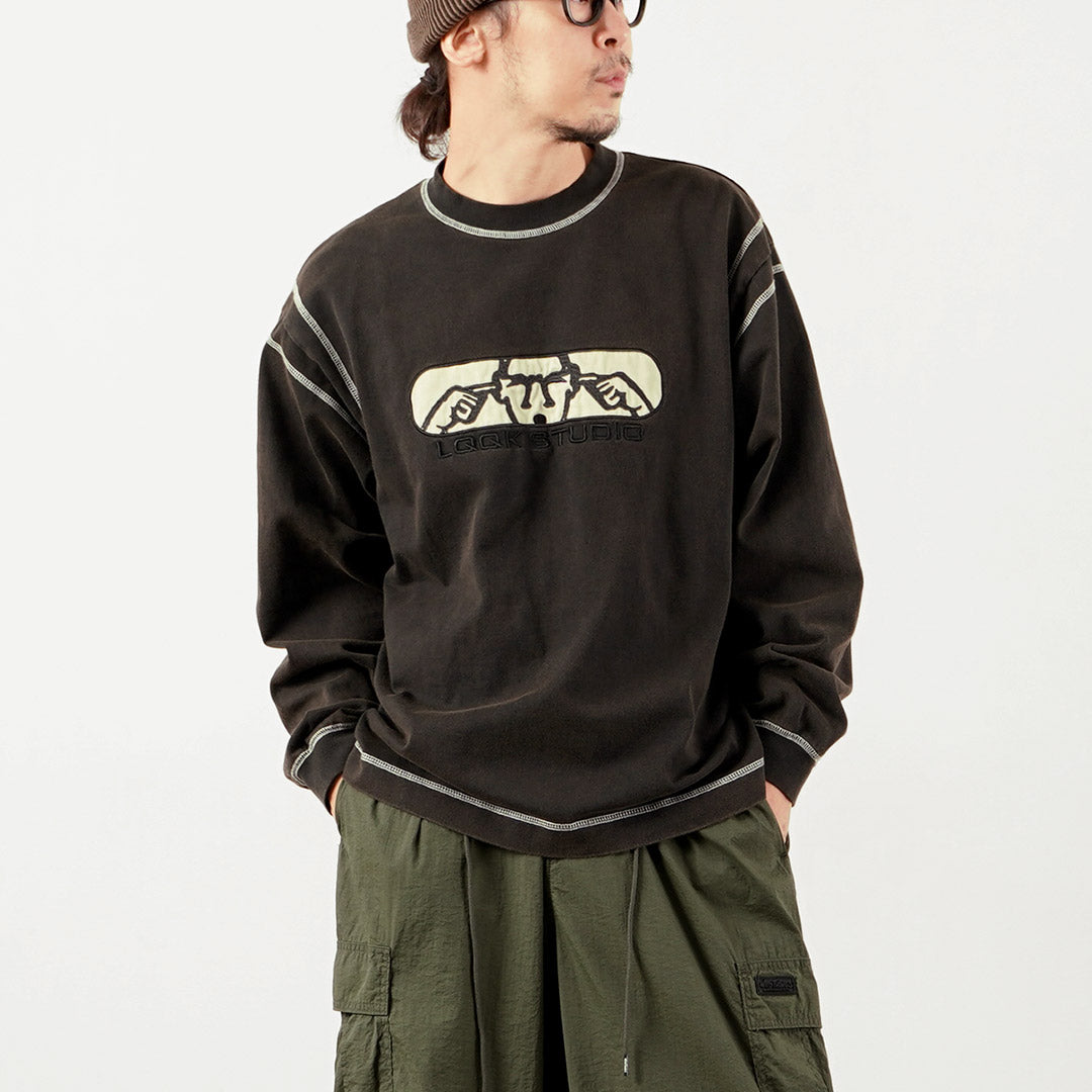 LQQK STUDIO / Graphic Stitch Crew Neck Long Sleeve T-Shirt