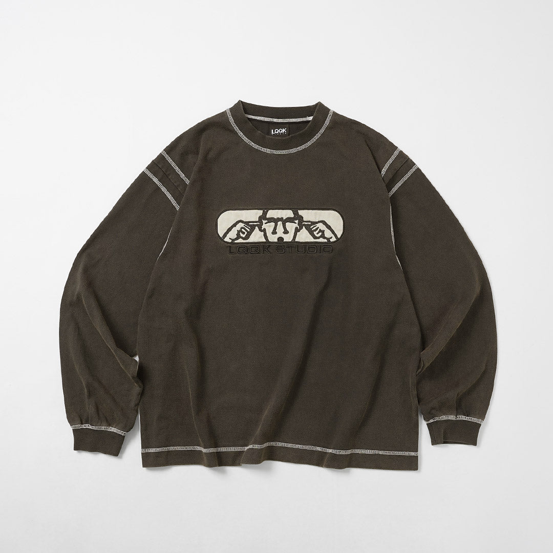 LQQK STUDIO / Graphic Stitch Crew Neck Long Sleeve T-Shirt