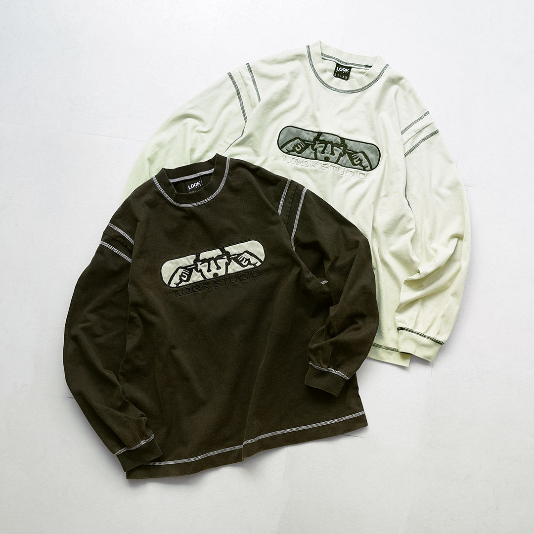 LQQK STUDIO / Graphic Stitch Crew Neck Long Sleeve T-Shirt