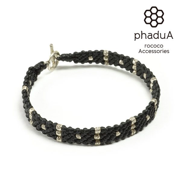 PHADUA / Wax Cord Silver Triple-Strand Bracelet