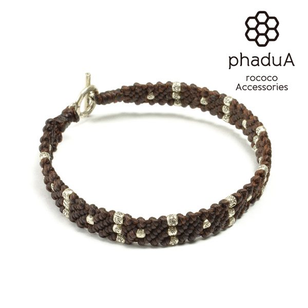 PHADUA / Wax Cord Silver Triple-Strand Bracelet