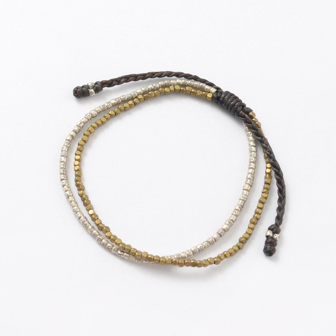 PHADUA / Two-strand waxed cord Karen silver bracelet