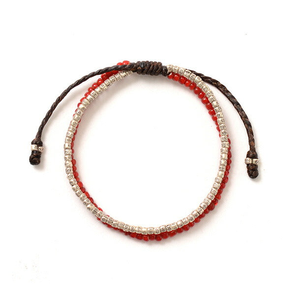 PHADUA / Two strands waxed cord bracelet (white heart/silver)