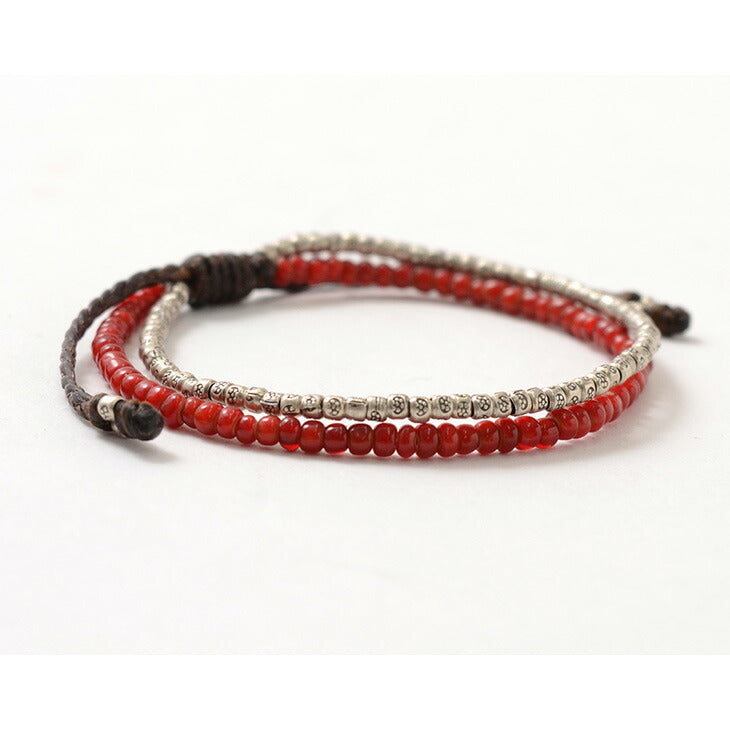 PHADUA / Two strands waxed cord bracelet (white heart/silver)