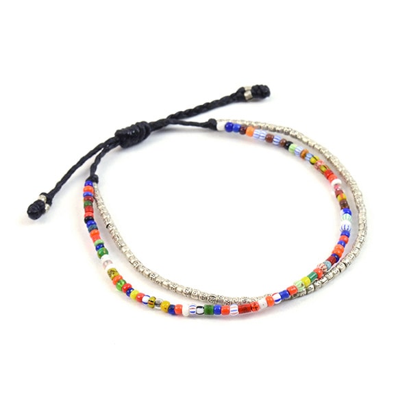 Bracelet de cordon de cire (billes africaines) de phadua / 2 brins (perles africaines)