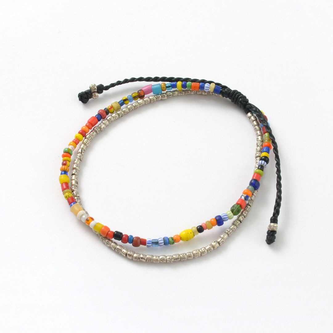 PHADUA / 2-strand waxed cord African bead anklet