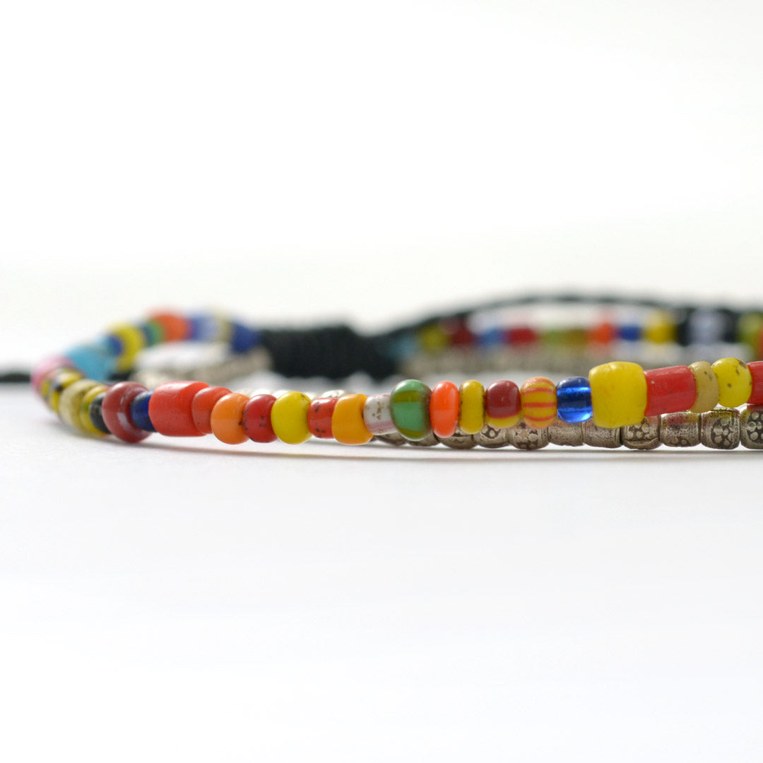 PHADUA / 2-strand waxed cord African bead anklet