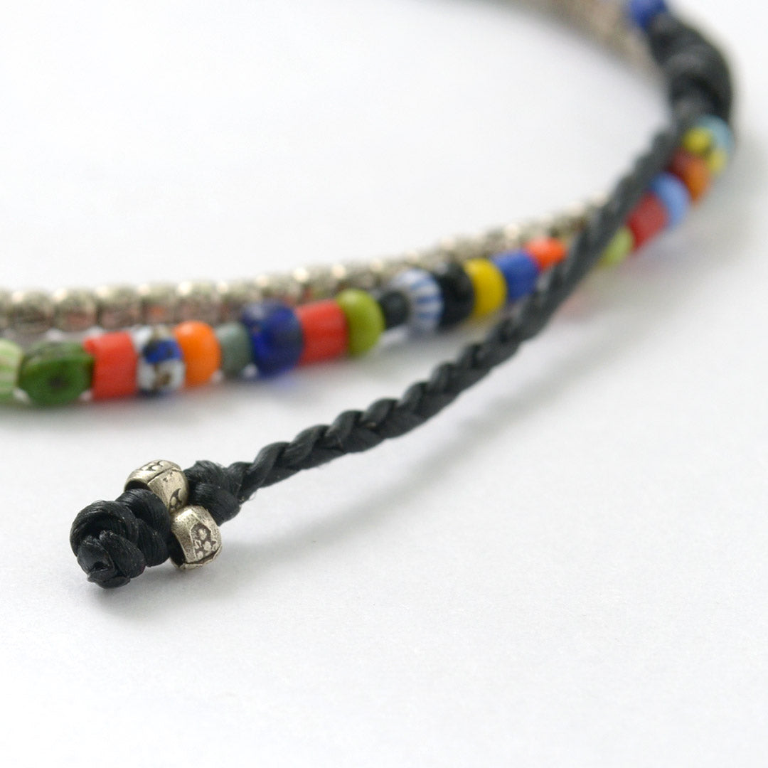 PHADUA / 2-strand waxed cord African bead anklet