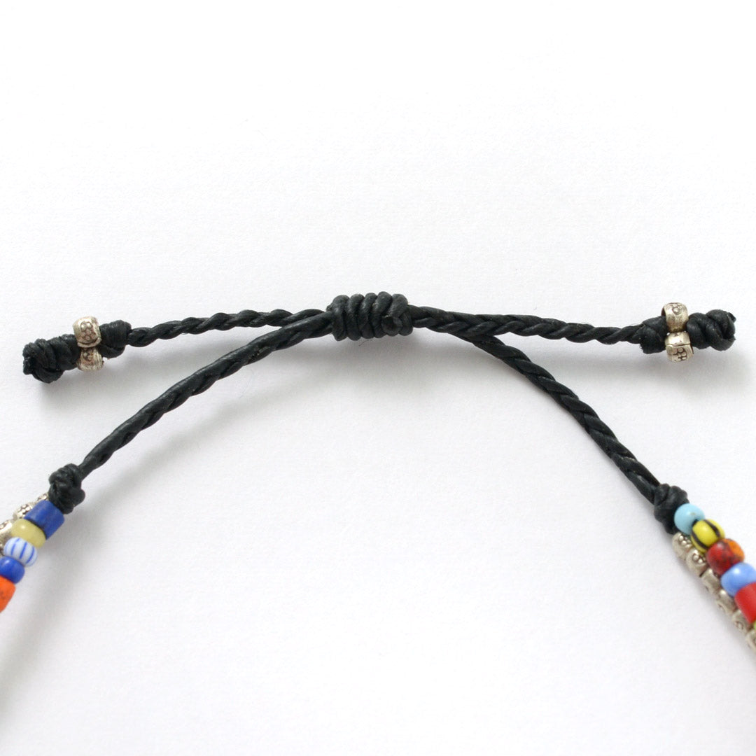 PHADUA / 2-strand waxed cord African bead anklet