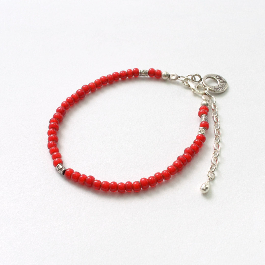 Phadua / White Heart Beaded Anklet