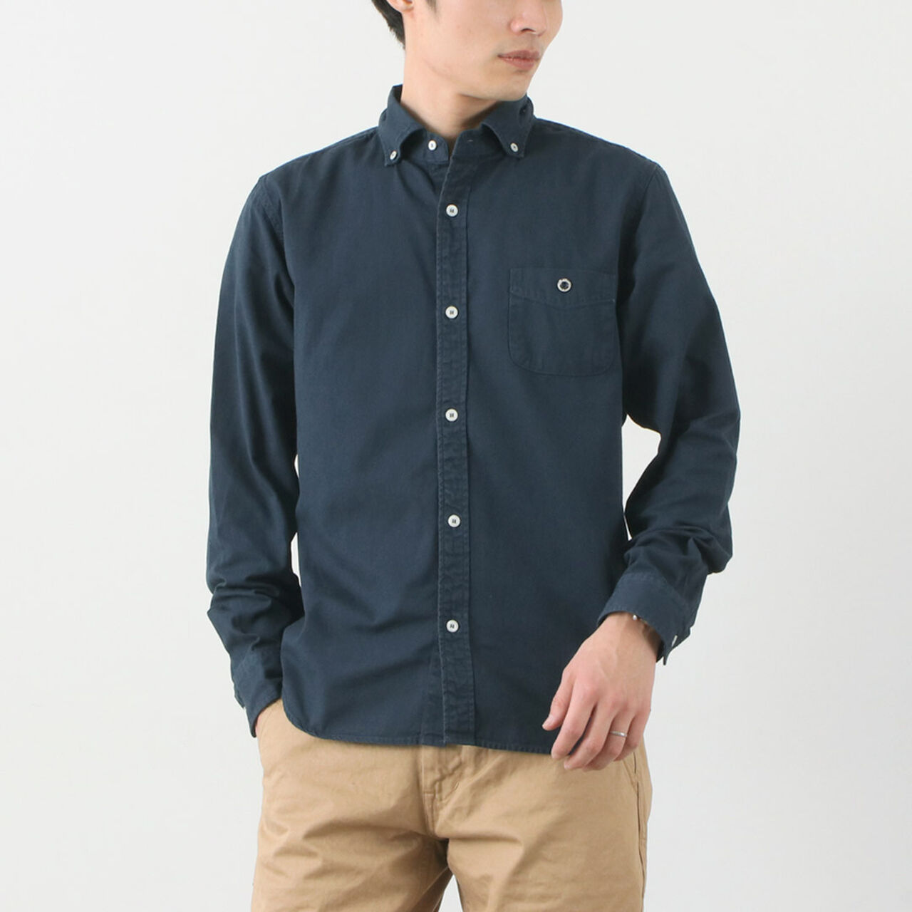 Color Special Order Ox Long Sleeve Button Down Shirt,Navy, large image number 0