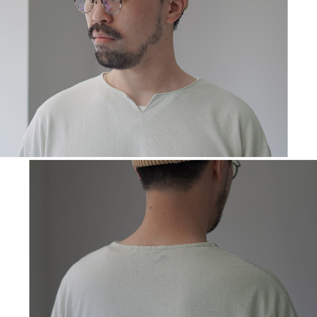 Linen Cotton Key Neck T-Shirt,, large image number 8