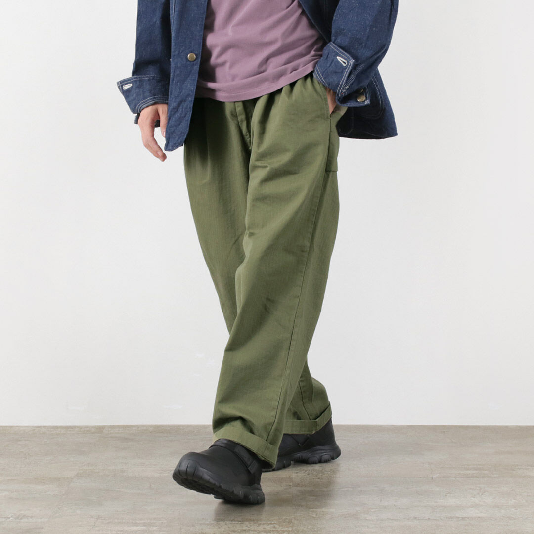 CAL O LINE Herringbone 2-tuck trousers