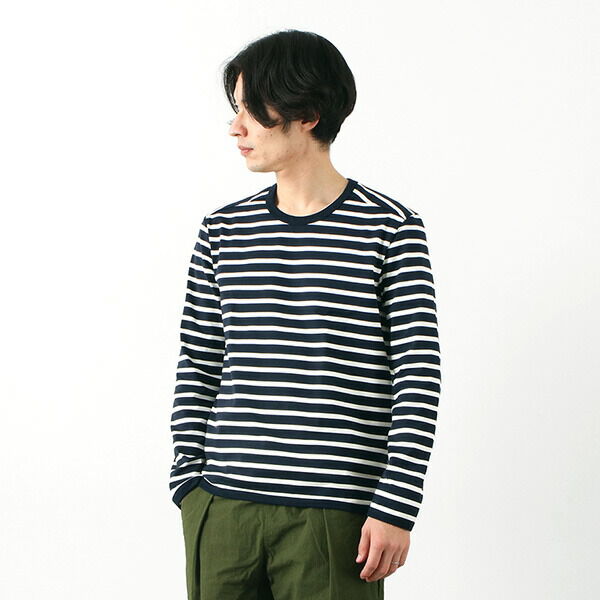 RE MADE IN TOKYO JAP Perfect Inner Giza Cotton Striped Crewneck L