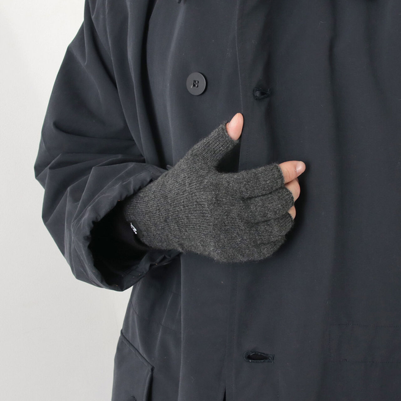 Special order Plain Stitch Cashmere Half Finger Gloves,, large image number 5