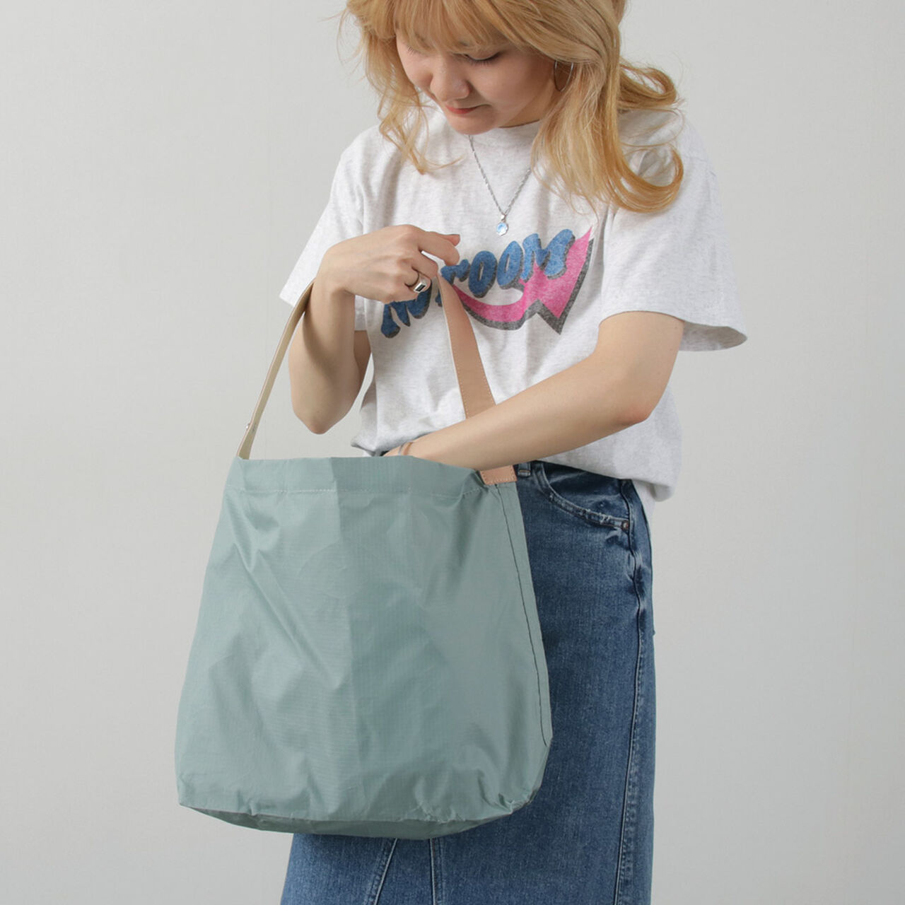 Ripstop Nylon Leather Sack/Shoulder Bag,, large image number 11